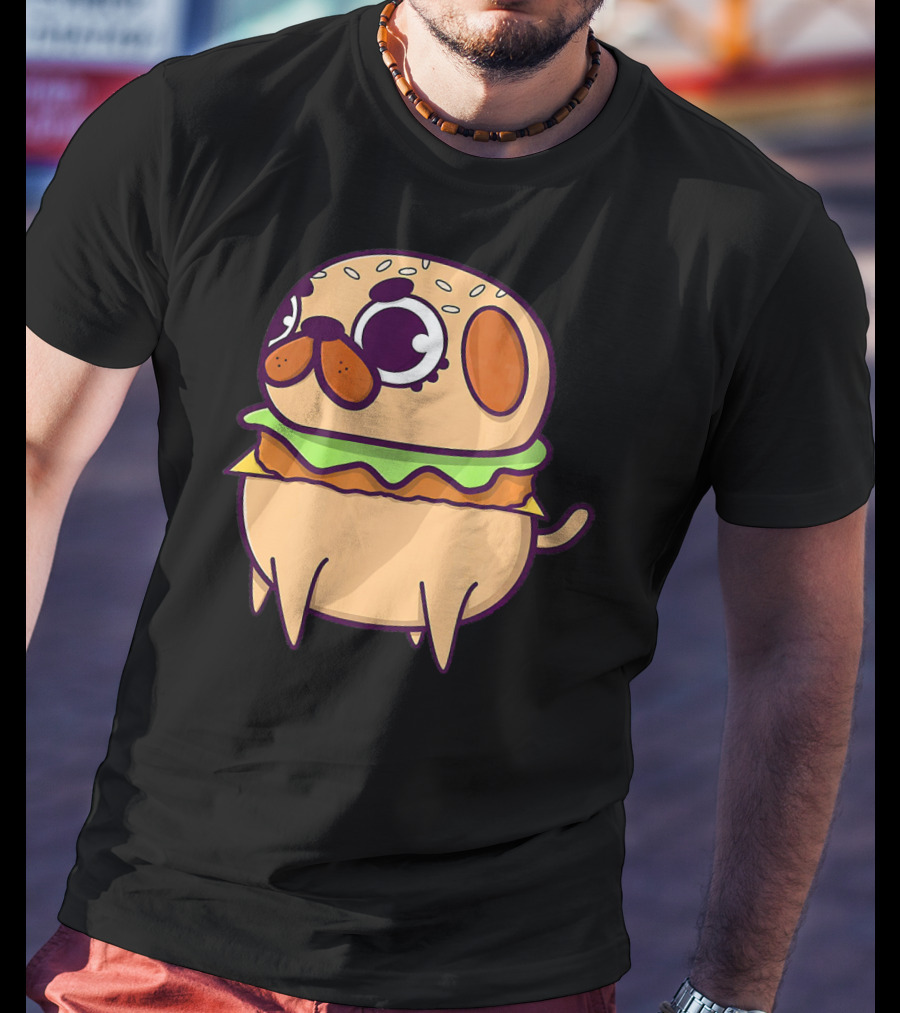 Cute Pug Hamburger Funny Pug Burger Love T-Shirt