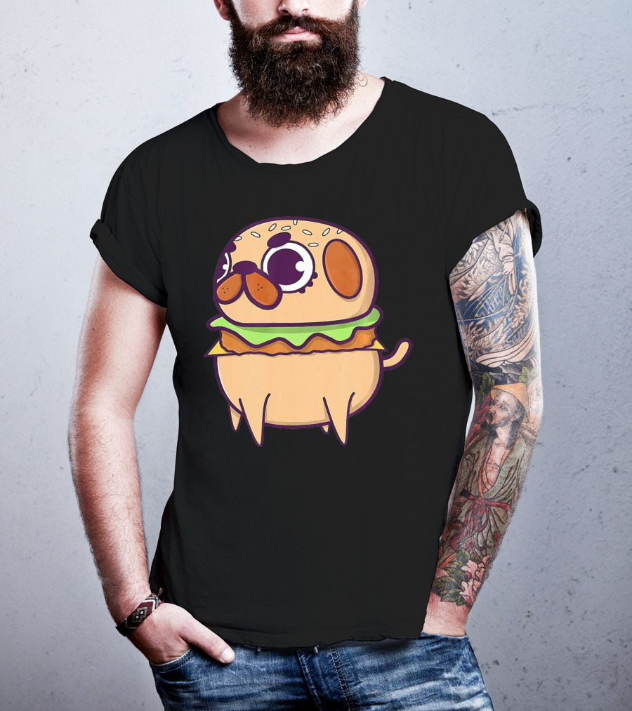 Cute Pug Hamburger Funny Pug Burger Love T-Shirt