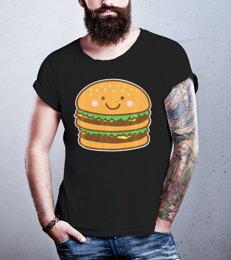 Funny Cute Burger Smiley Face Halloween Costume T-Shirt