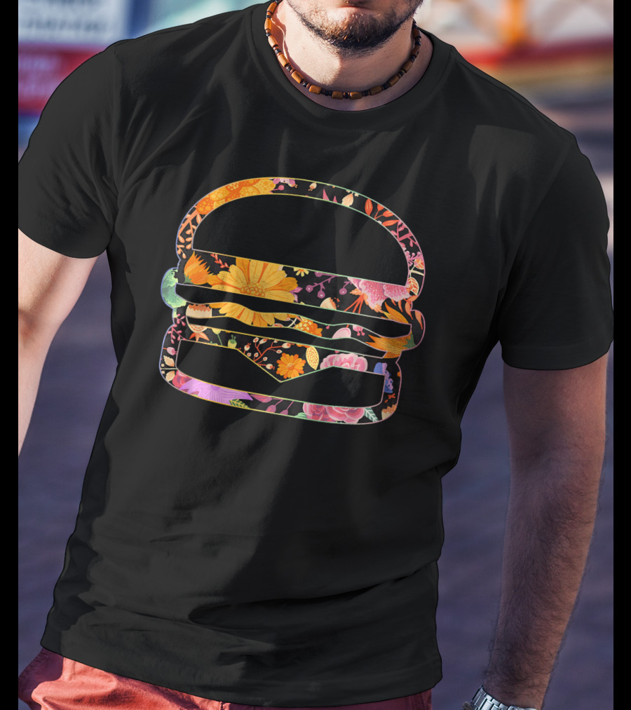 Floral Flower Vintage Retro Hamburger T-Shirt