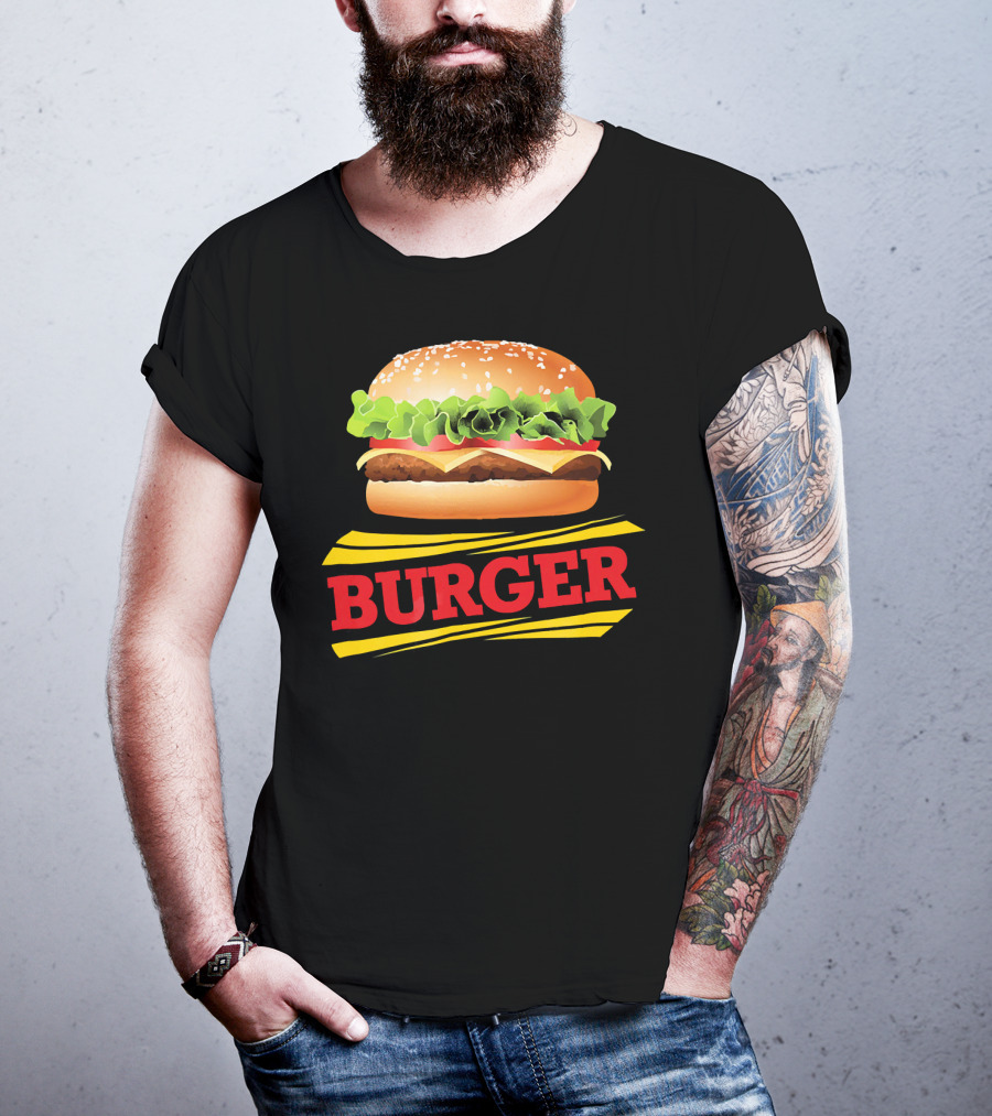 BURGER Cheeseburger Lettuce Meat Tomato Cheese Bun T-Shirt