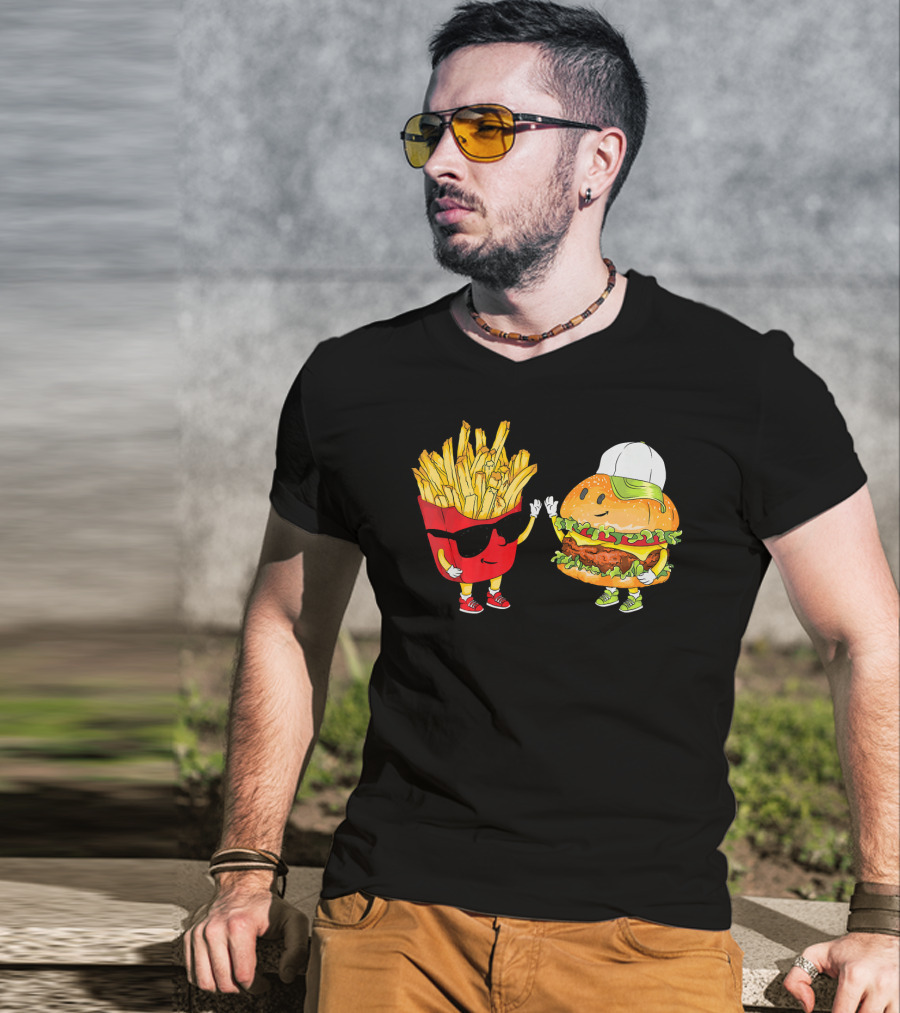Hamburger Fries High Five Cool Fun Combo T-Shirt