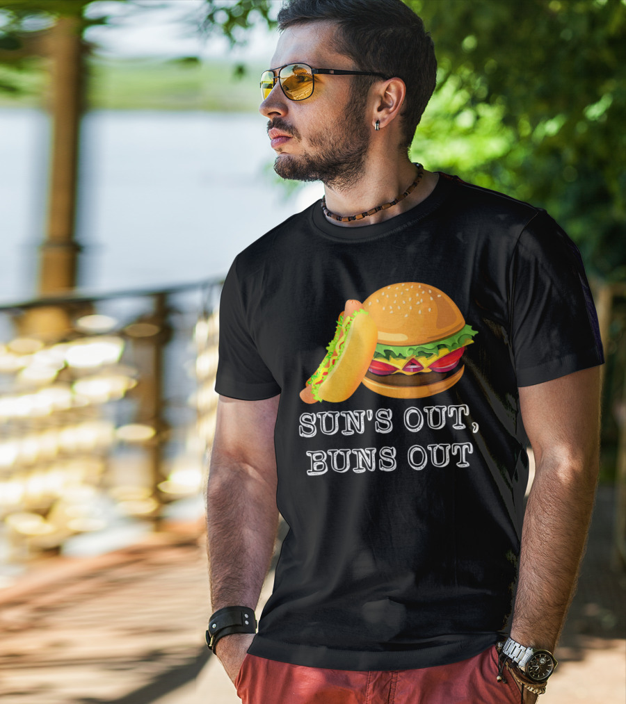 Sun's Out Buns Out Hot Dog And Hamburger Fun Food T-Shirt