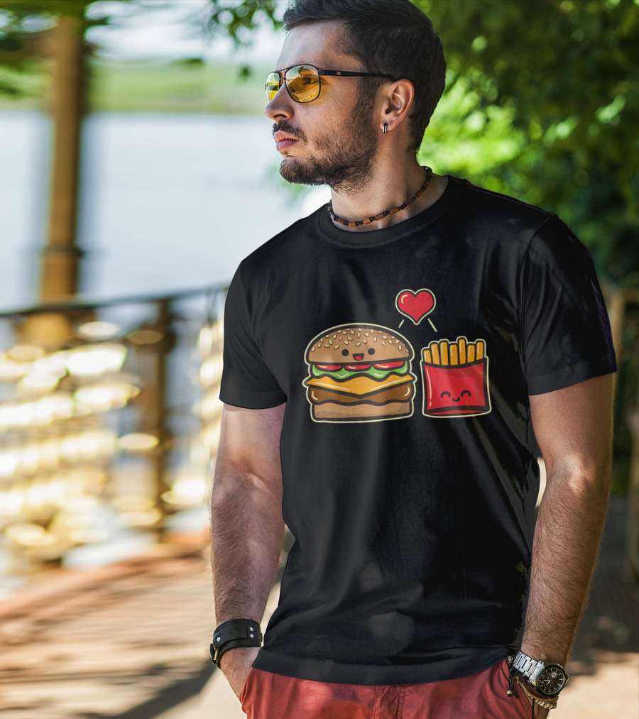 Burger And Fries Love Food T-Shirt