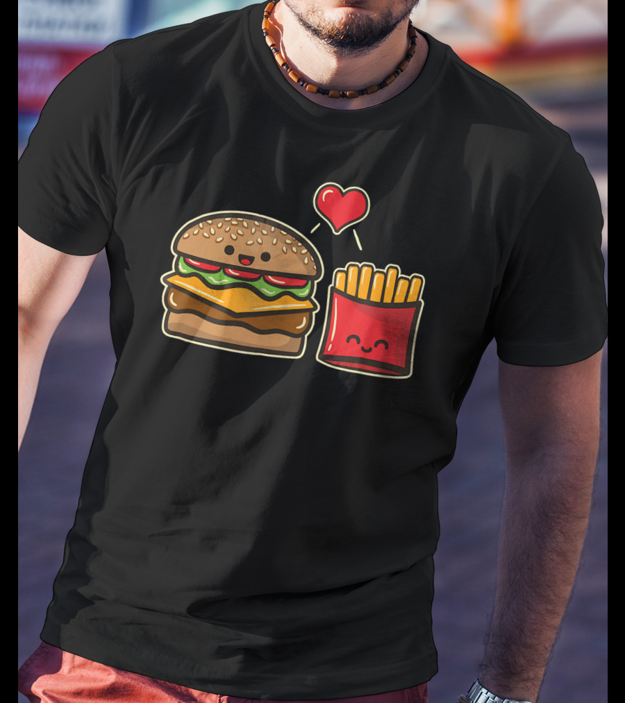 Burger And Fries Love Food T-Shirt