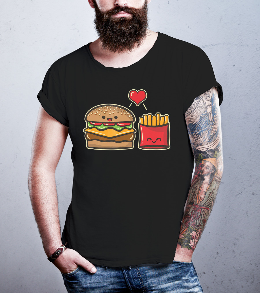 Burger And Fries Love Food T-Shirt