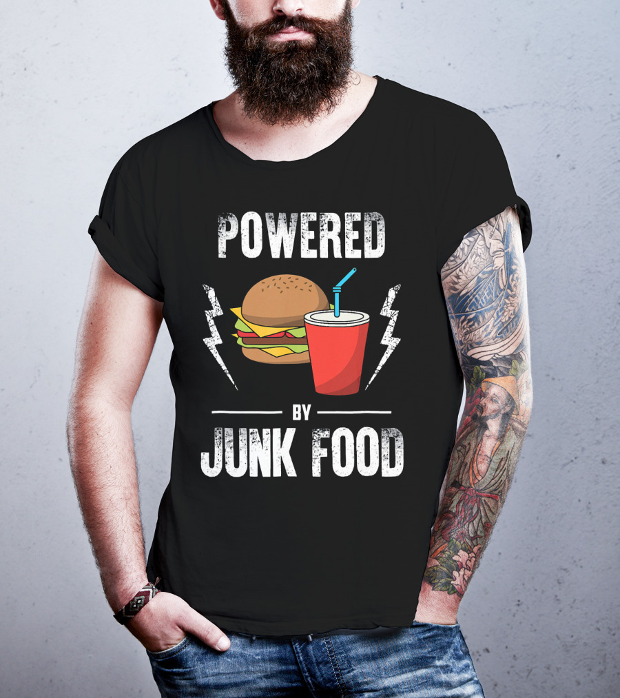 Powered By Junk Food Burger And Soda Fun T-Shirt