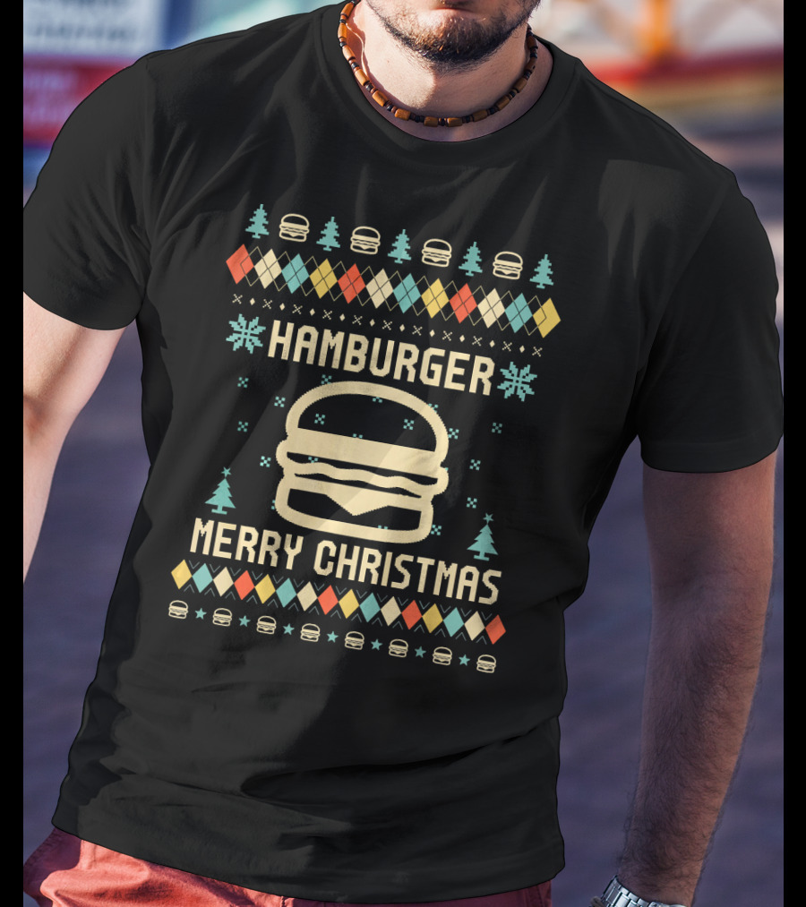 Hamburger Merry Christmas Ugly T-Shirt