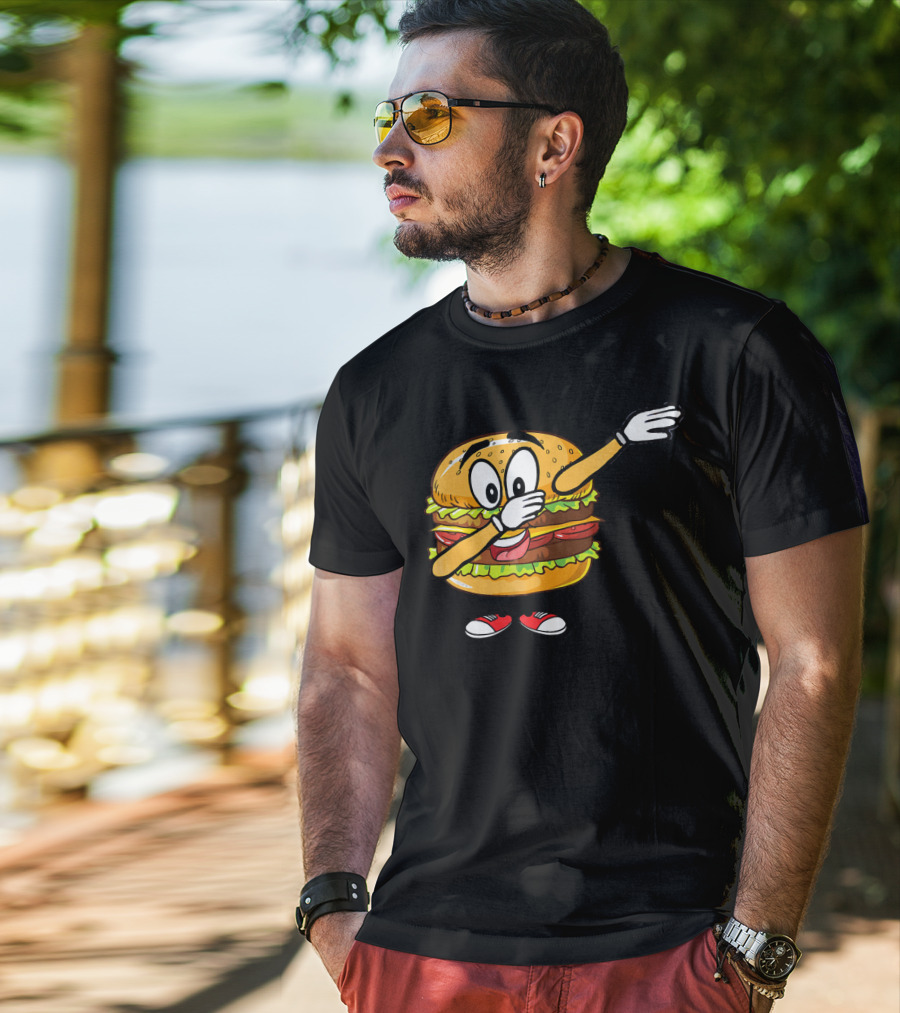Dabbing Cheeseburger Funny Hamburger Comic Pose T-Shirt