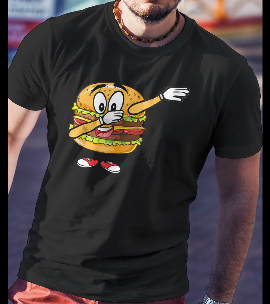 Dabbing Cheeseburger Funny Hamburger Comic Pose T-Shirt