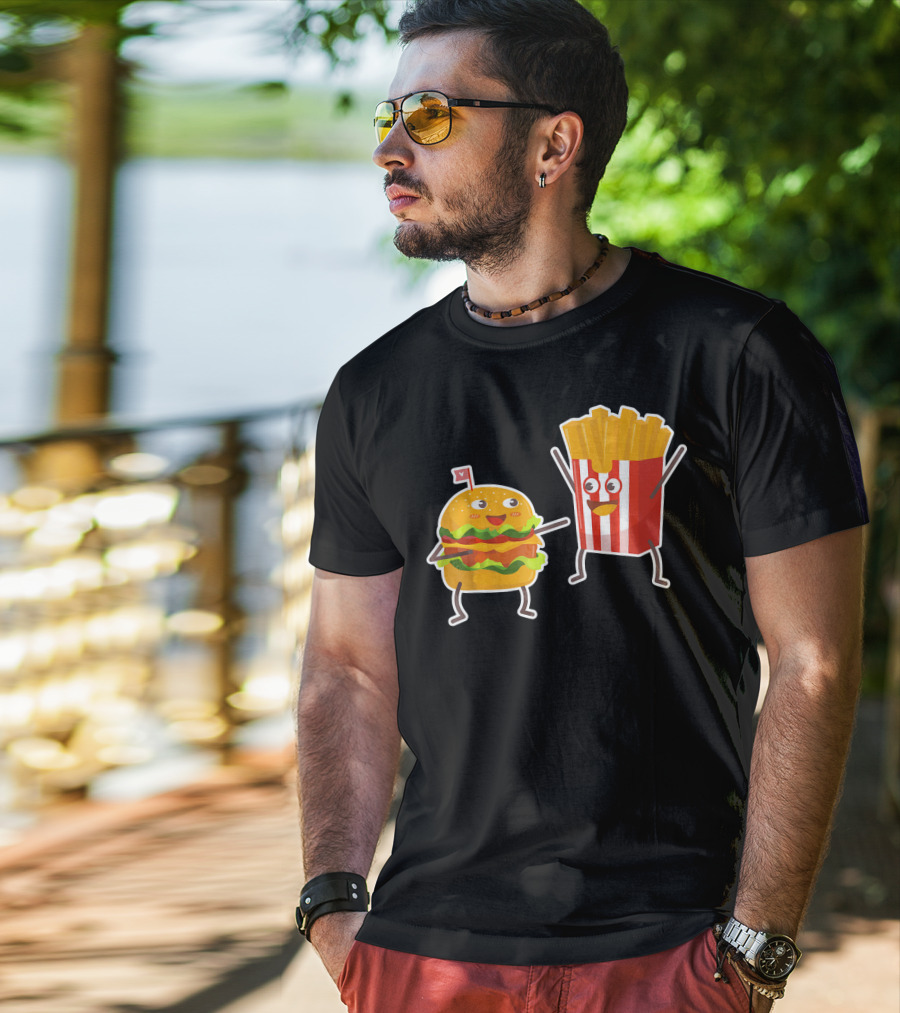 Hamburger And French Fries Happy Dance Duo T-Shirt