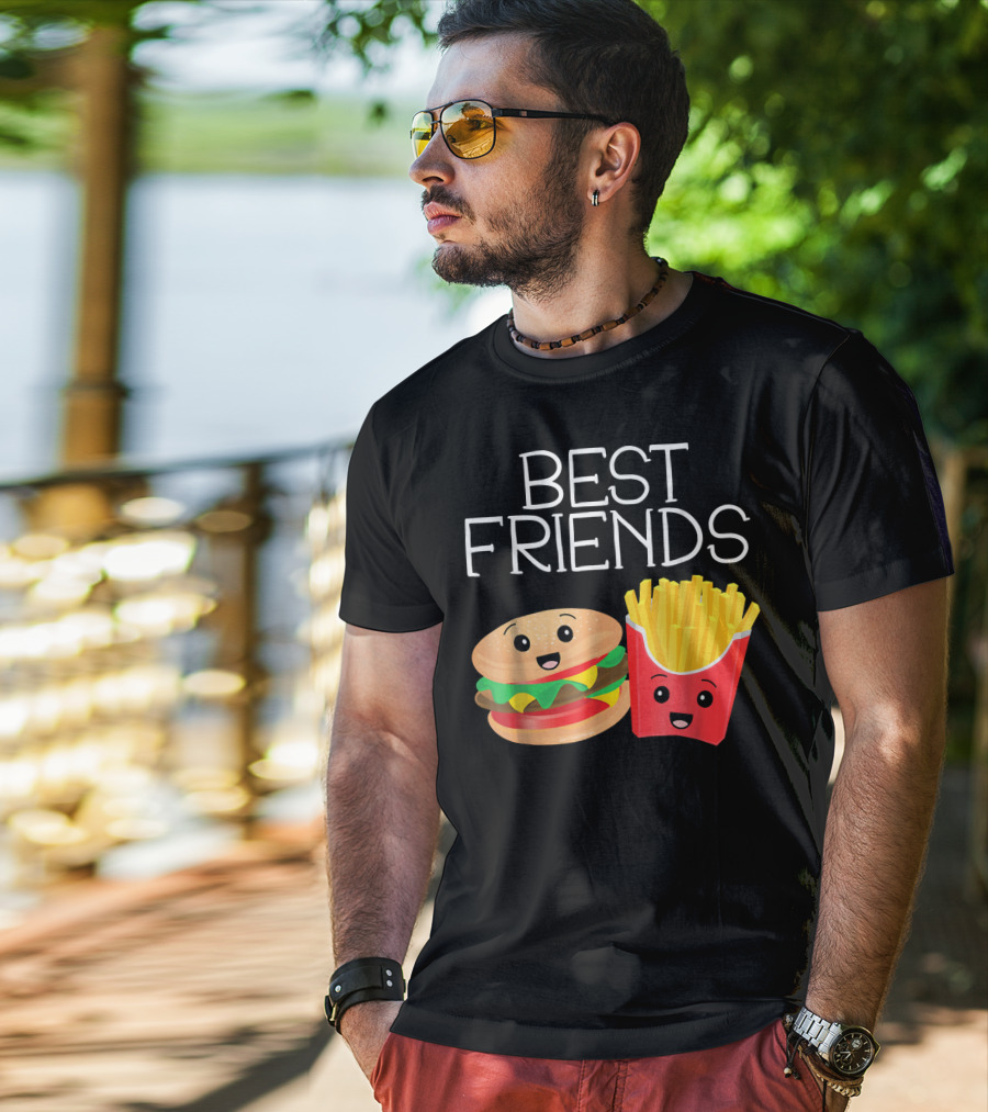 Best Friends Burger And French Fries Happy Faces T-Shirt