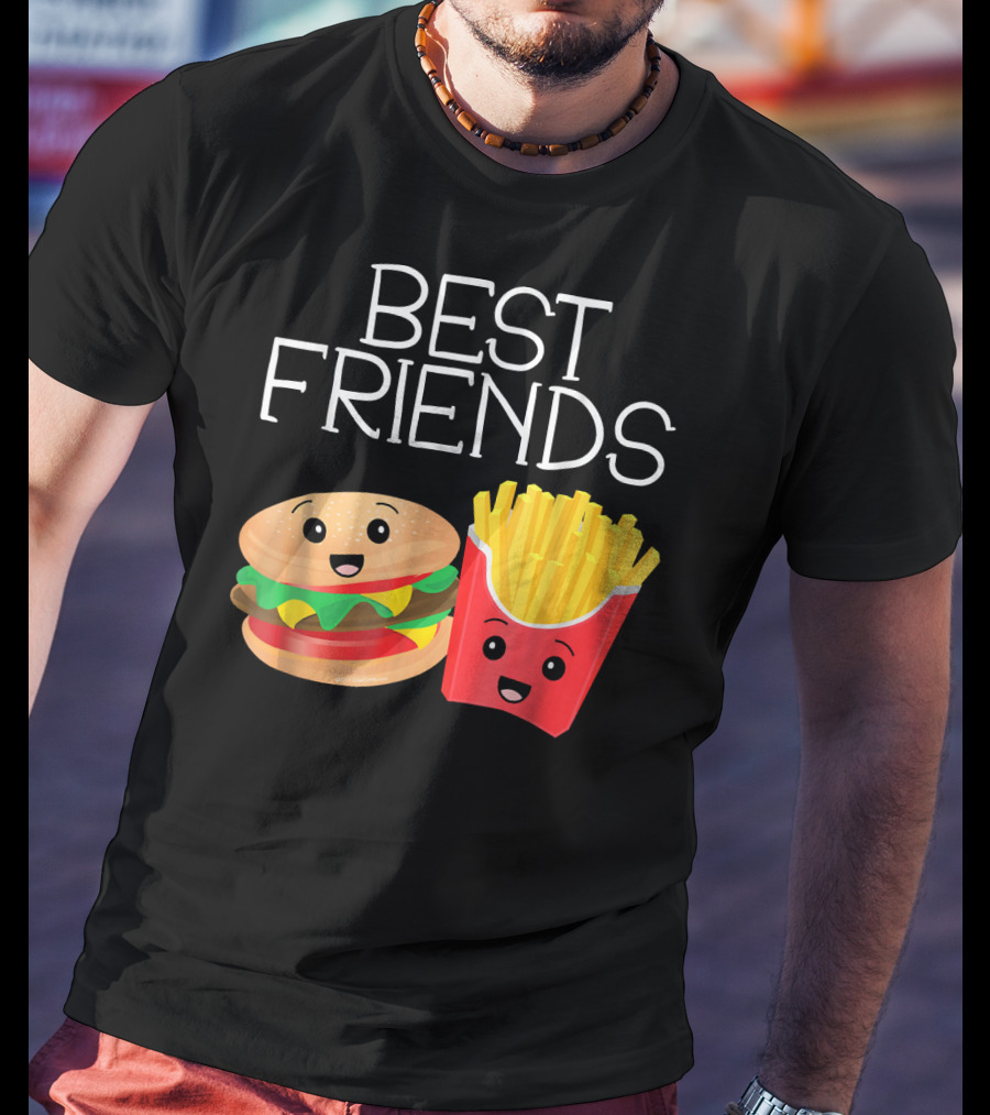 Best Friends Burger And French Fries Happy Faces T-Shirt