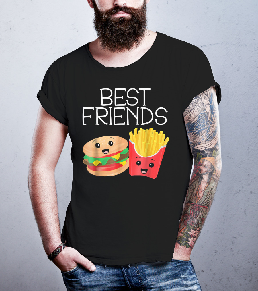 Best Friends Burger And French Fries Happy Faces T-Shirt