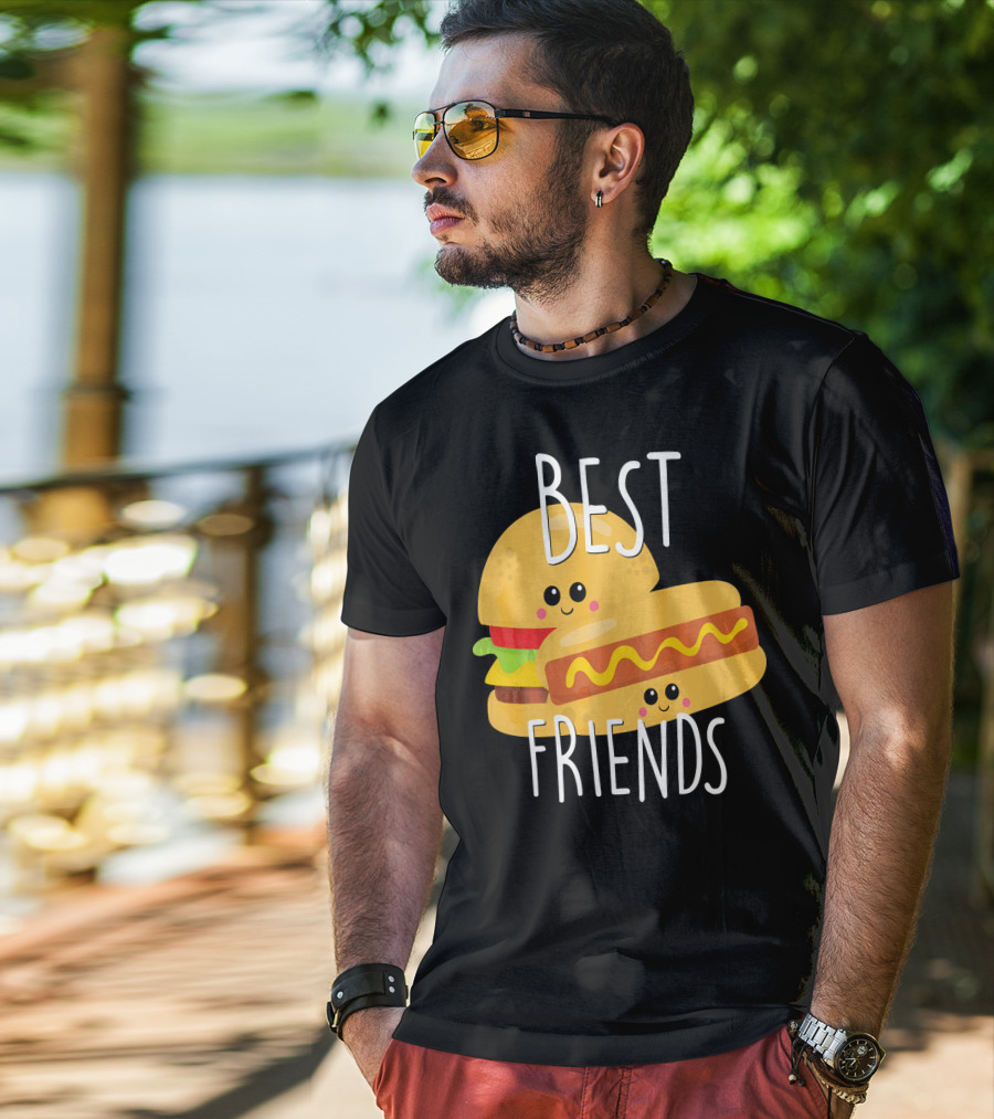 Best Friends Hot Dog And Burger Matching Duo T-Shirt