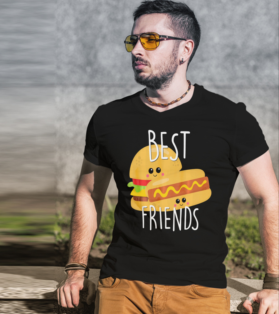Best Friends Hot Dog And Burger Matching Duo T-Shirt