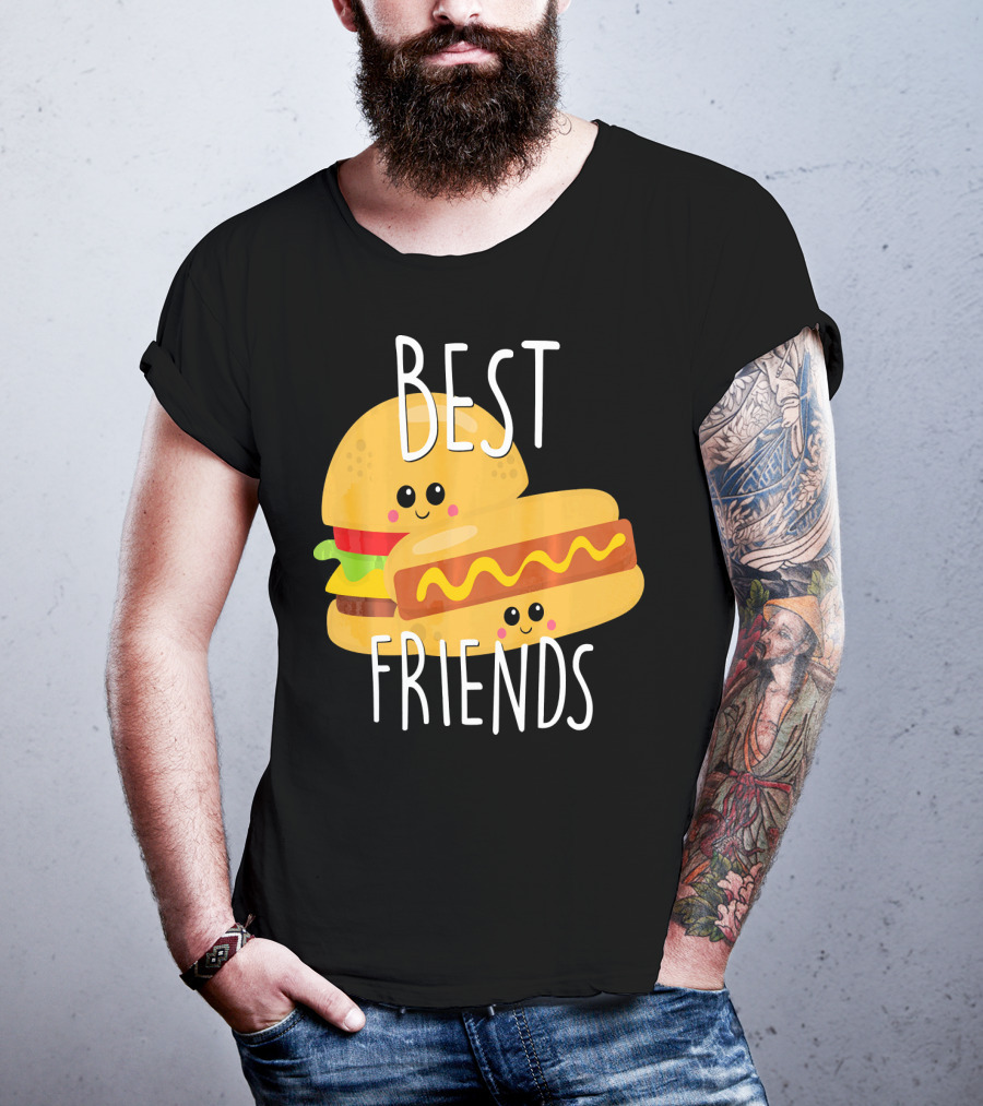 Best Friends Hot Dog And Burger Matching Duo T-Shirt