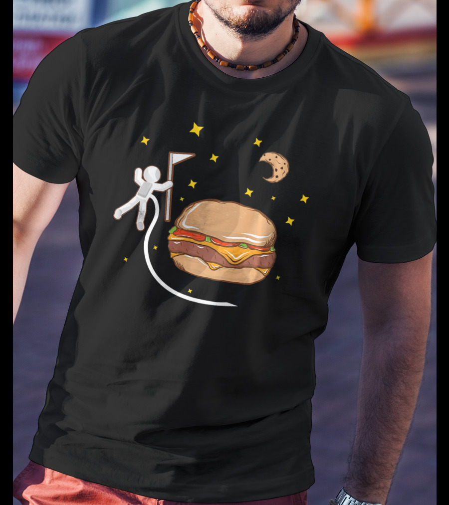 Astronaut Spacewalk Cheeseburger Adventure Moon Cookie T-Shirt