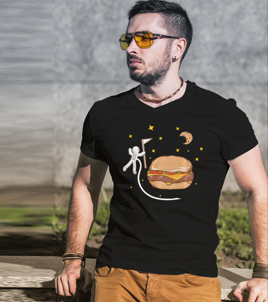 Astronaut Spacewalk Cheeseburger Adventure Moon Cookie T-Shirt