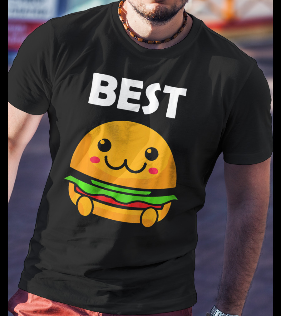 Burger Matching Fries Best Friend Novelty Best Cute Kawaii Face T-Shirt