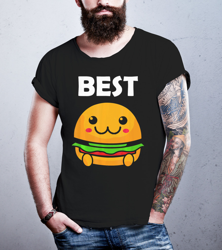 Burger Matching Fries Best Friend Novelty Best Cute Kawaii Face T-Shirt