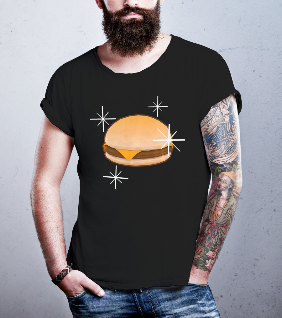 Random Cheese Burger With Stars T-Shirt
