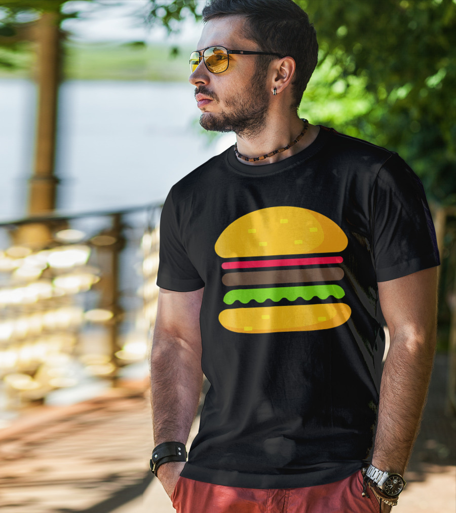 Minimalist Hamburger Layers Striped T-Shirt