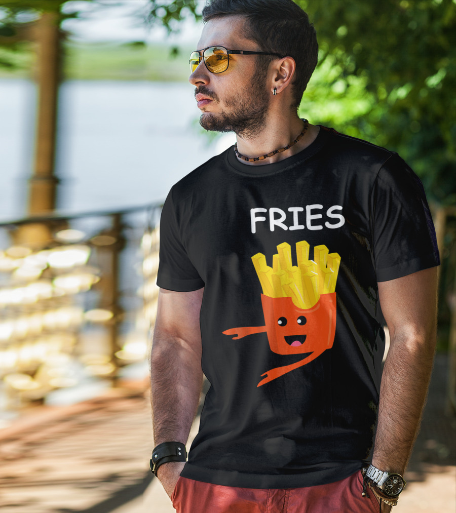 Funny Burger FRIES Matching Couples Vale Playful Cartoon T-Shirt
