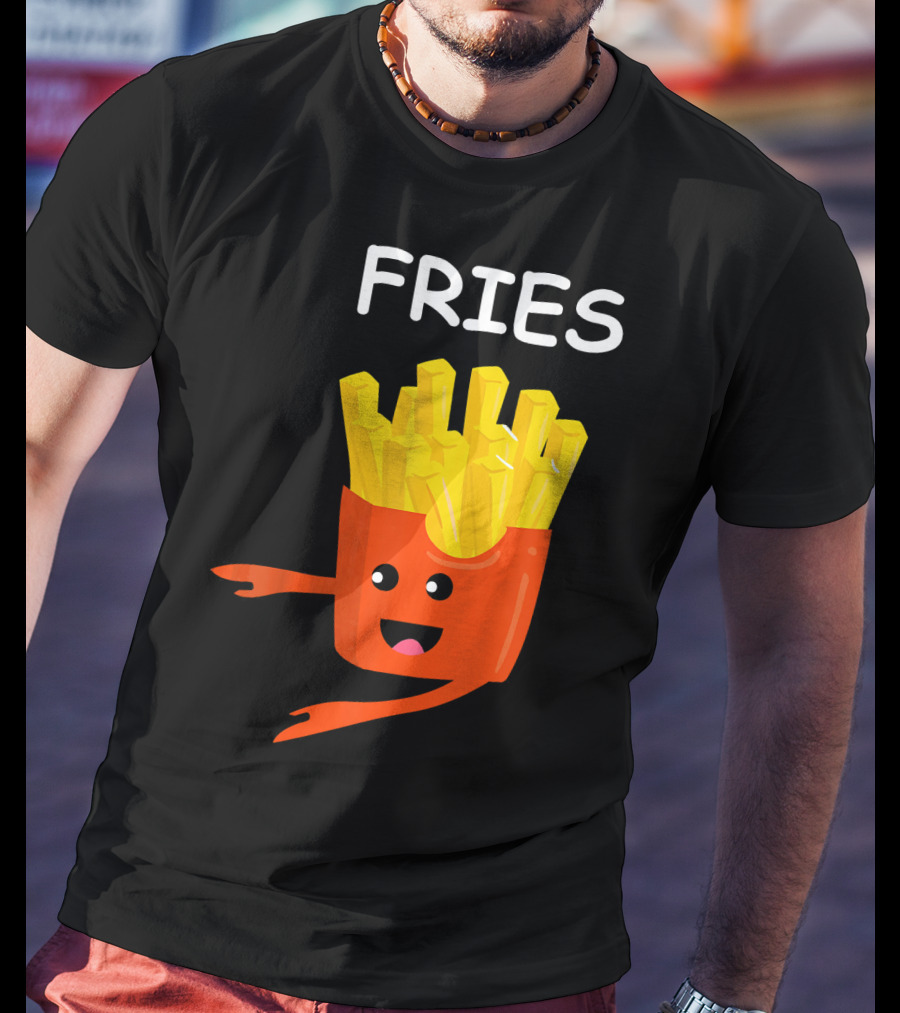 Funny Burger FRIES Matching Couples Vale Playful Cartoon T-Shirt