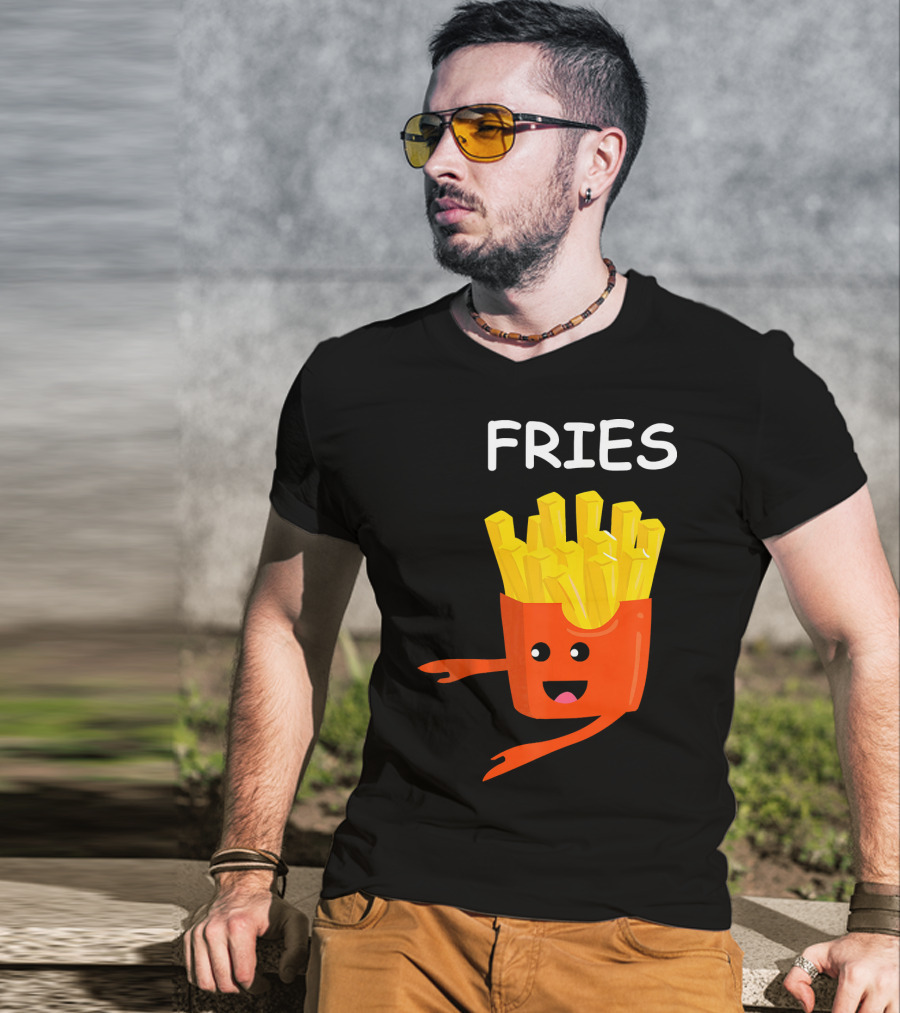 Funny Burger FRIES Matching Couples Vale Playful Cartoon T-Shirt