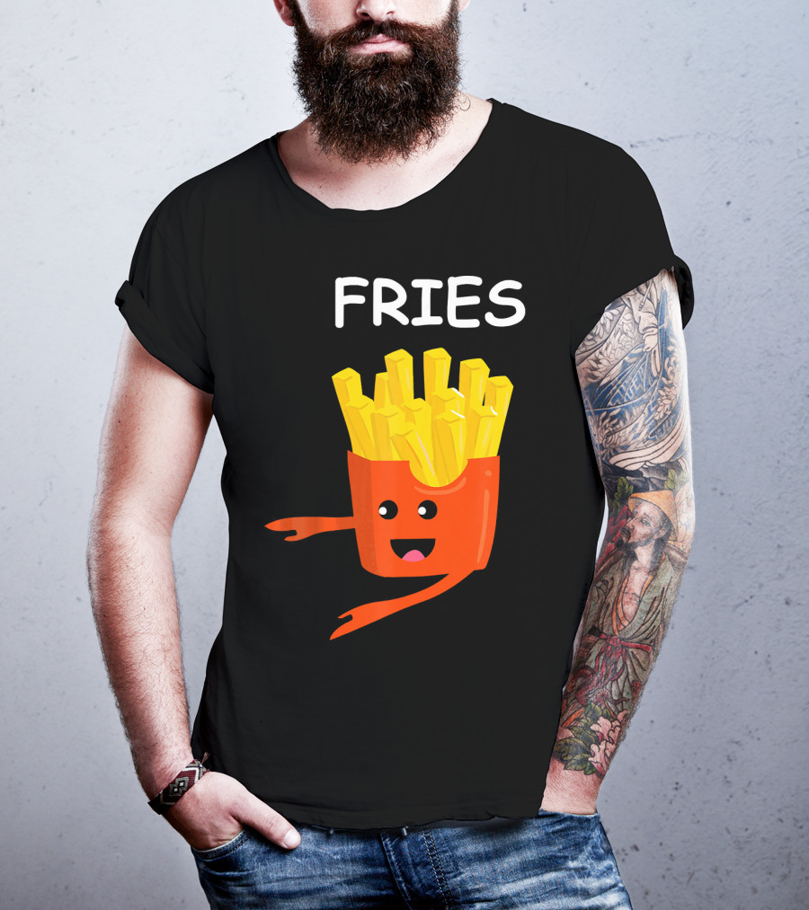 Funny Burger FRIES Matching Couples Vale Playful Cartoon T-Shirt