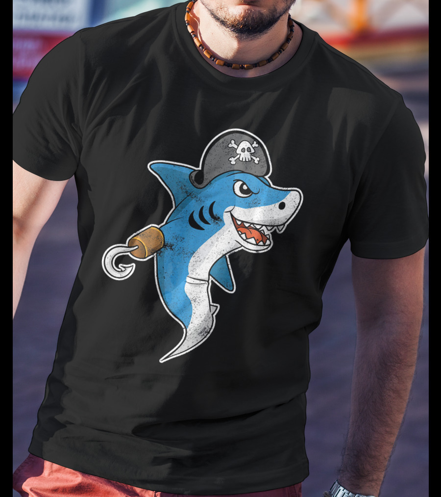 Pirate Shark With Hook And Pirate Hat T-Shirt