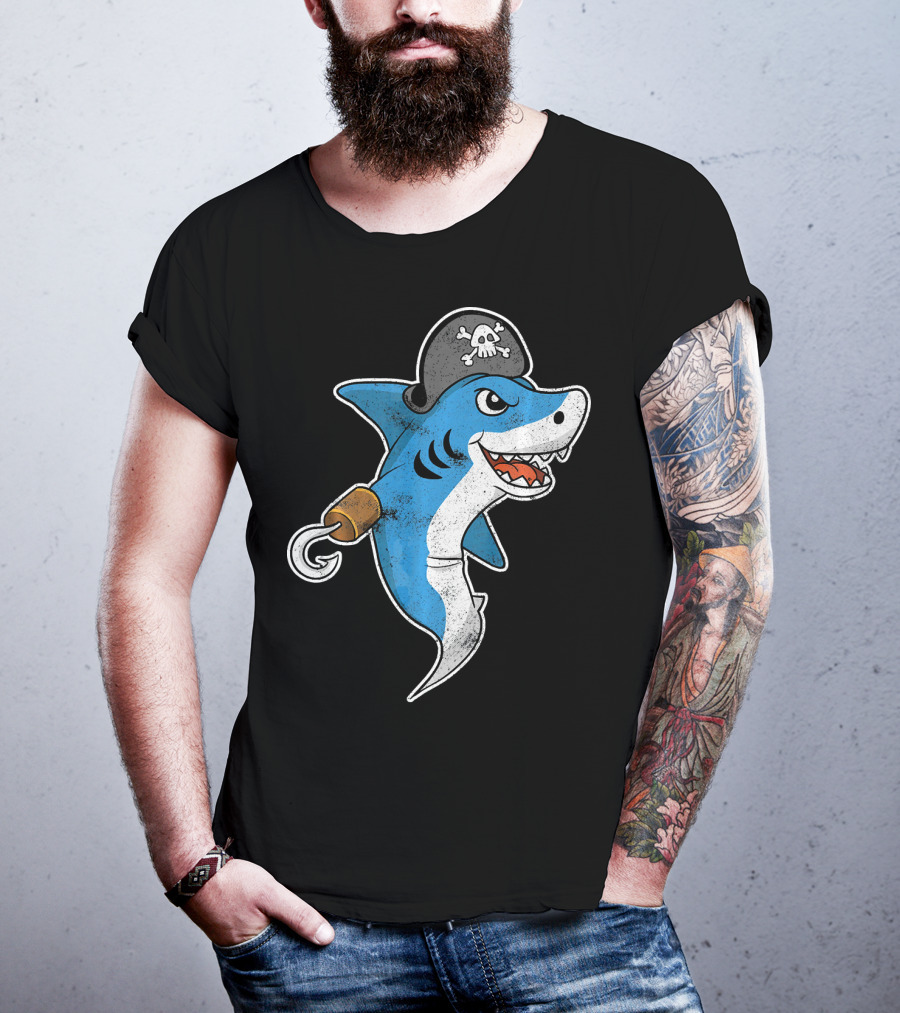 Pirate Shark With Hook And Pirate Hat T-Shirt