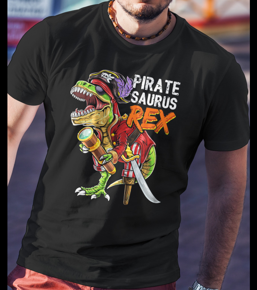 Pirate Saurus Rex Dinosaur Pirate Hat T-Shirt