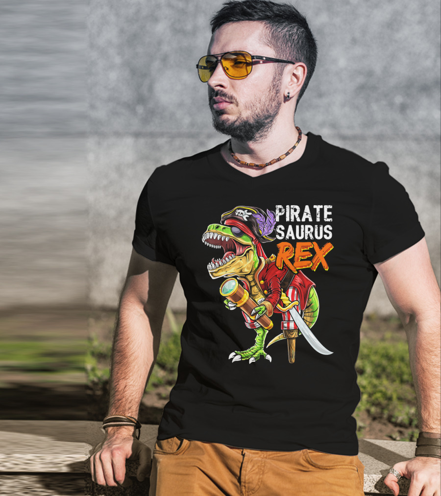 Pirate Saurus Rex Dinosaur Pirate Hat T-Shirt