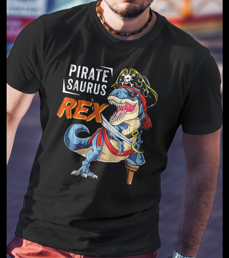 Pirate Saurus Rex Dinosaur Pirate Halloween Costume Hat T-Shirt