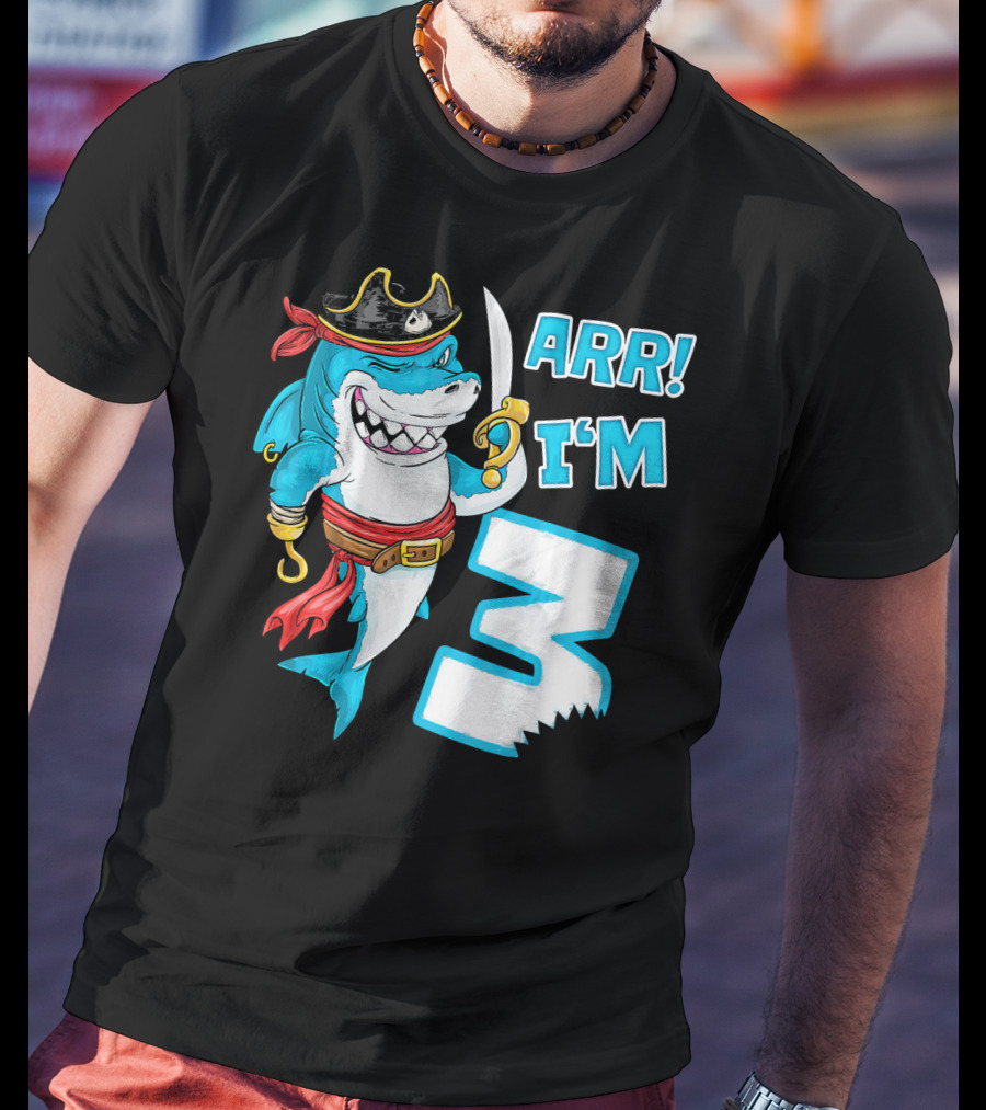 ARR I'm 3 Pirate Shark 3rd Birthday T-Shirt
