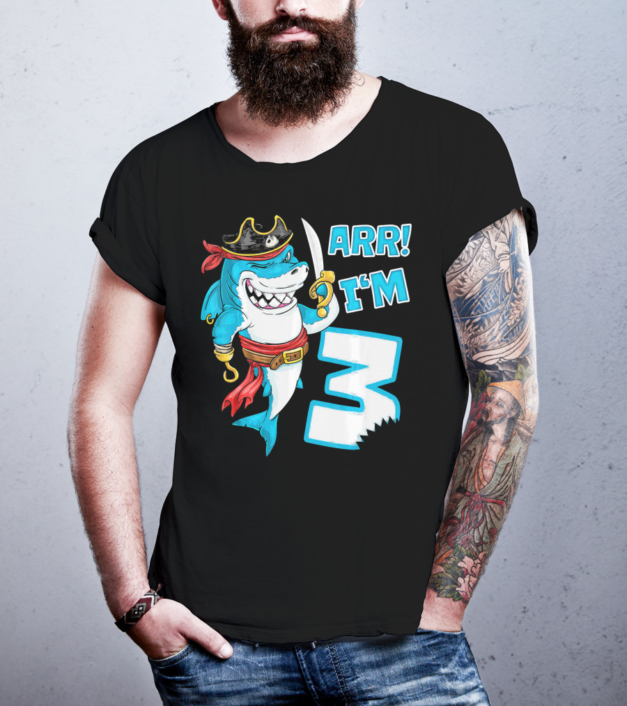 ARR I'm 3 Pirate Shark 3rd Birthday T-Shirt