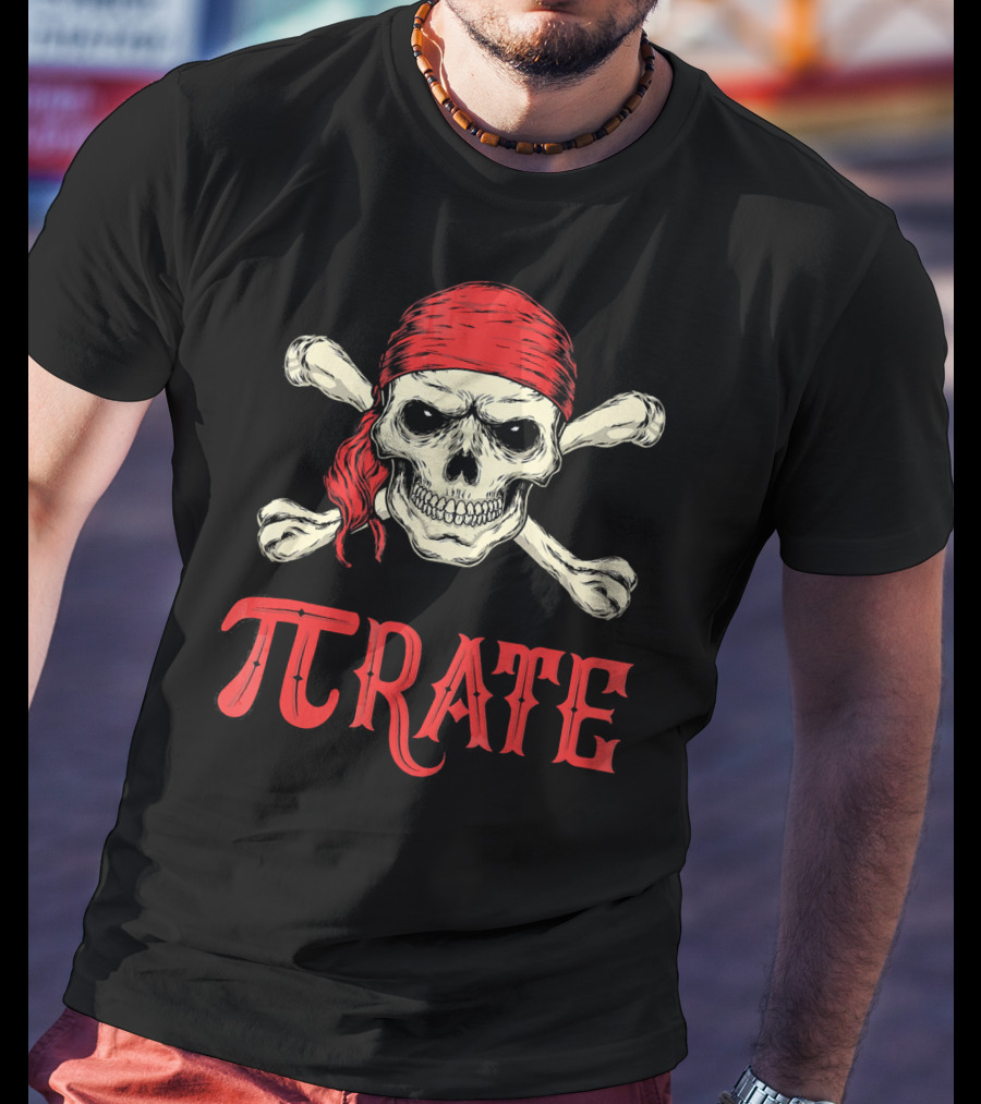 Pi Pirate Skull And Crossbones Captain T-Shirt