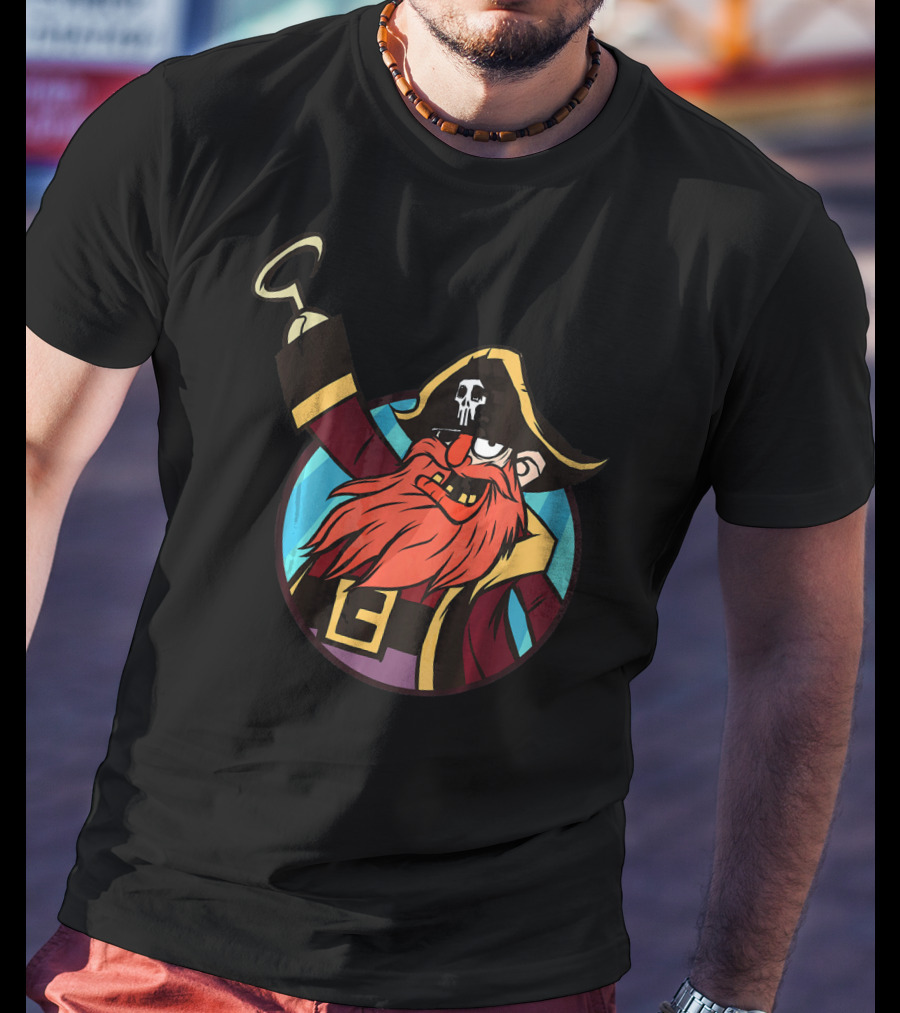 Pirate Captain With Skull Patch And Hook Hand T-Shirt