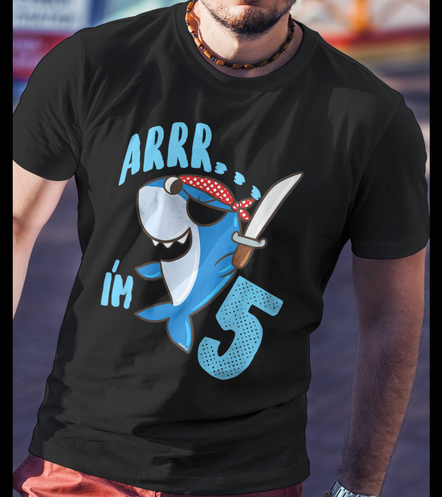 ARRR I'm 5 Boys Shark Pirate Birthday Idea T-Shirt