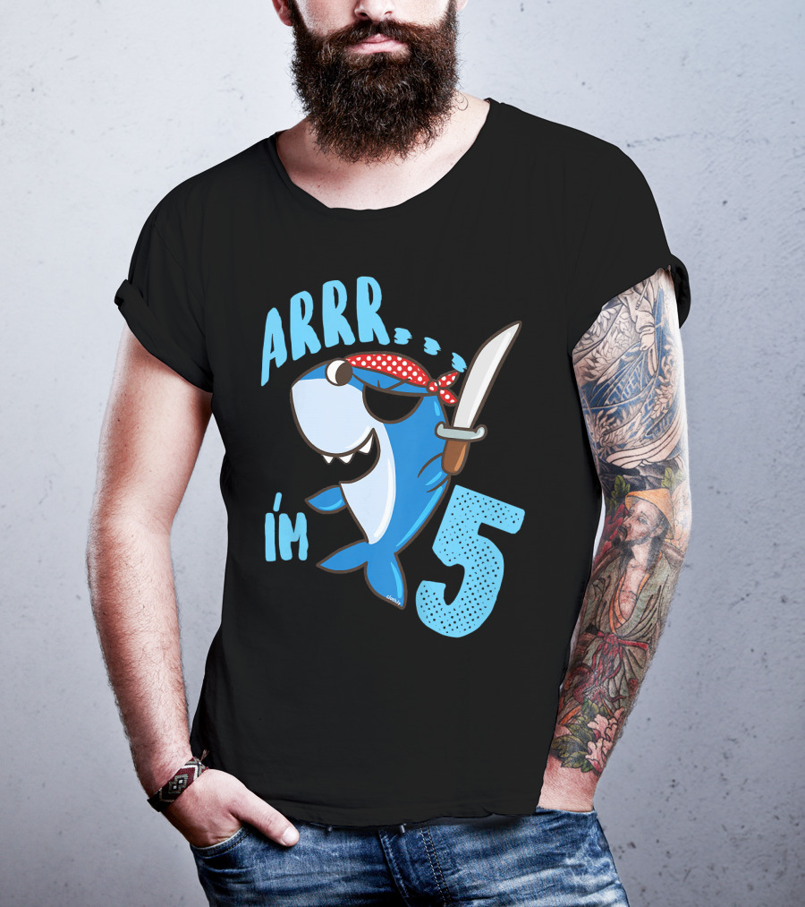 ARRR I'm 5 Boys Shark Pirate Birthday Idea T-Shirt