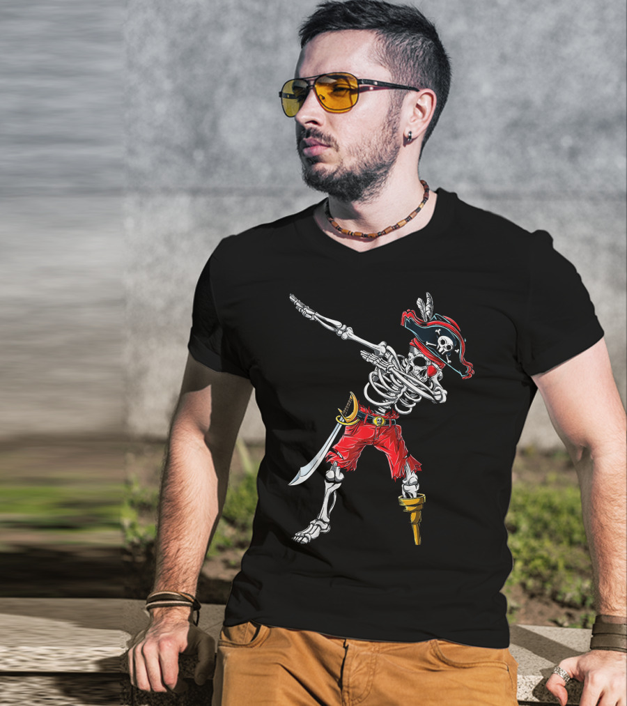 Dabbing Skeleton Pirate Dancing Halloween Kids Jol T-Shirt