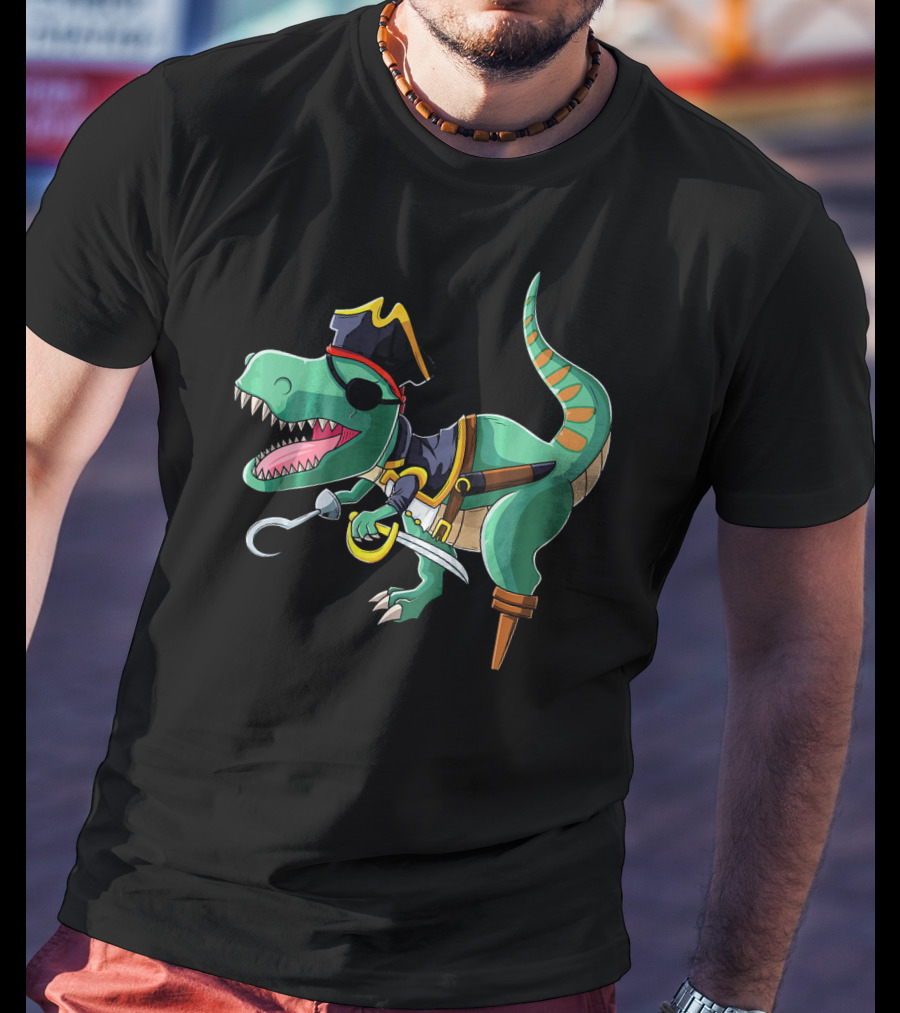 Pirate Rex Dinosaur With Hook And Peg Leg T-Shirt