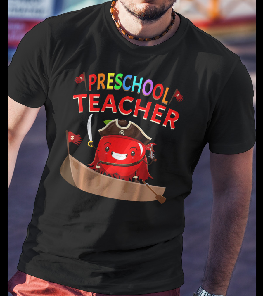 Preschool Teacher Pirate Apple Costume Halloween T-Shirt
