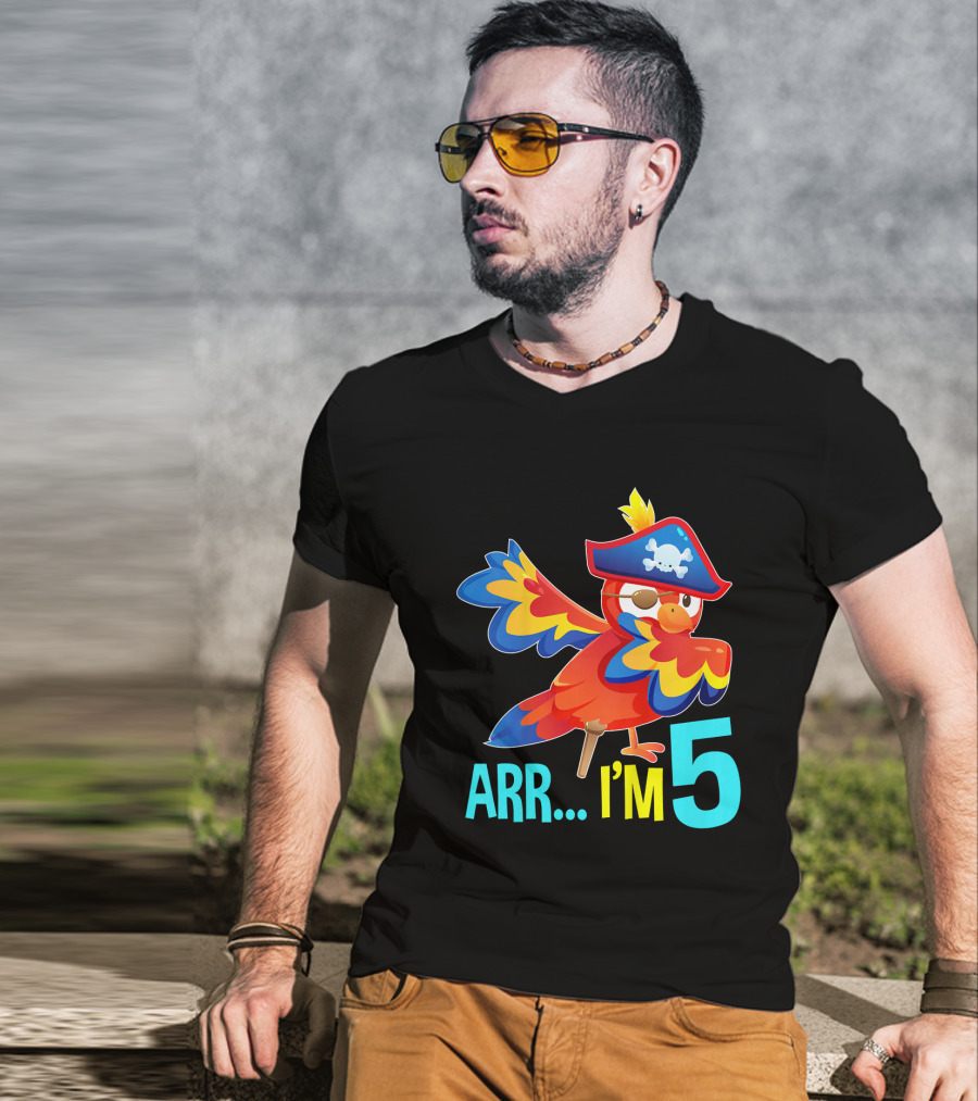 Arr I'm 5 Dabbing Parrot Pirate Kids T-Shirt