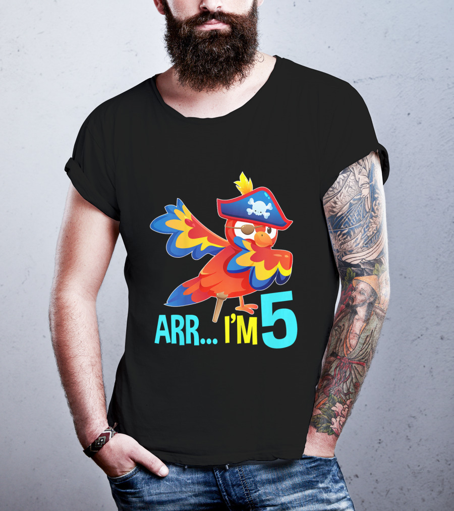 Arr I'm 5 Dabbing Parrot Pirate Kids T-Shirt