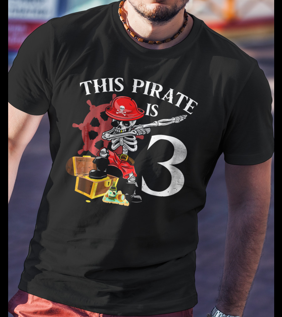 This Pirate Is 3 Funny Dabbing Pirate Birthday T-Shirt