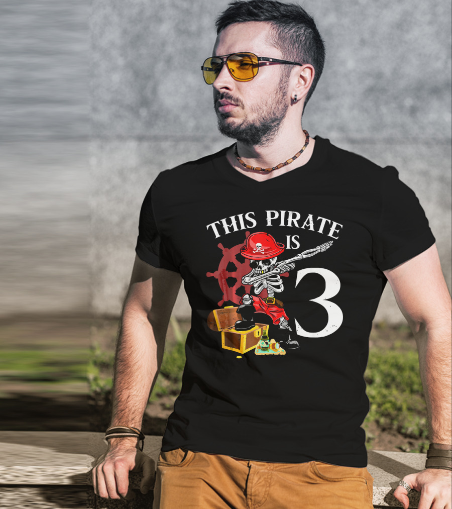 This Pirate Is 3 Funny Dabbing Pirate Birthday T-Shirt