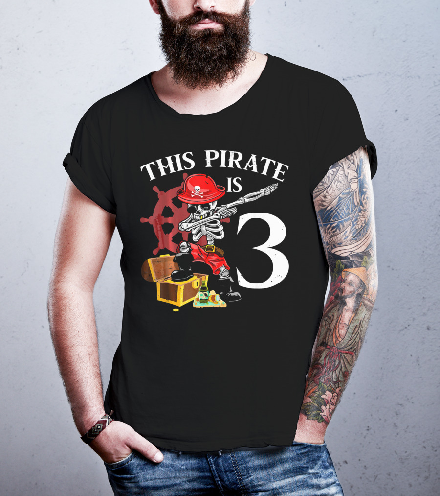 This Pirate Is 3 Funny Dabbing Pirate Birthday T-Shirt